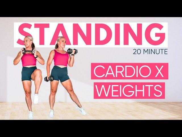 20 MIN Standing Cardio and Weights Workout | No Repeat HIIT