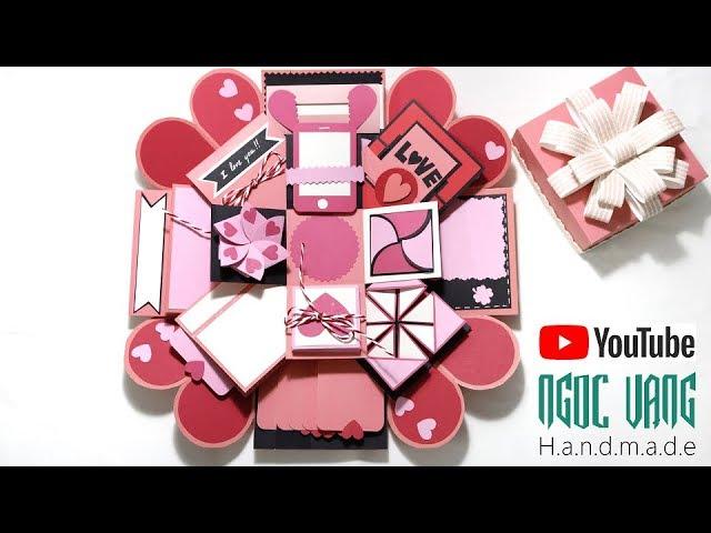 LOVE BOX Pink Pastel Tutorial - (Explosion Box Tutorial) - NGOC VANG