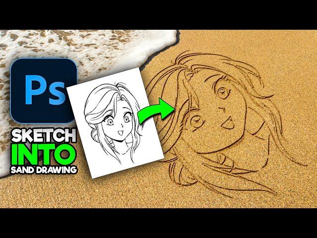 How Turn  Sketch Into Sand Drawing in Photoshop - Photoshop Tutorial