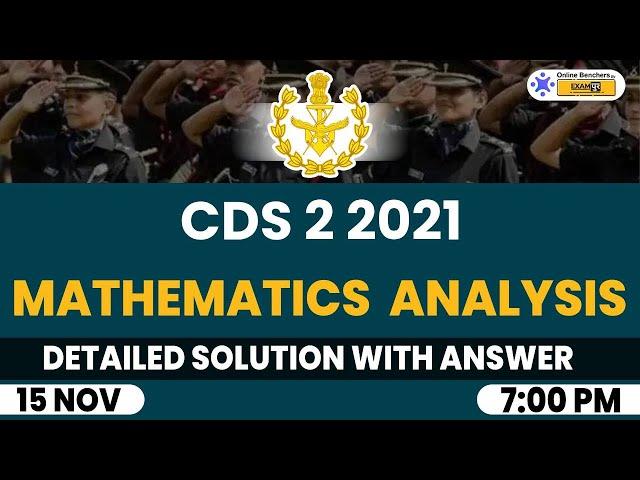 CDS 2 2021 Maths Answer Key  || CDS 2 2021 Expected Cut off ||  CDS 2 2021 Answer Key & Cutoff