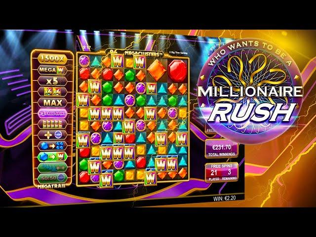  6 FREE SPINS RE-TRIGGERS Millionaire Rush (Big Time Gaming)