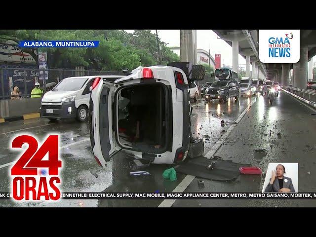 SUV sa Skyway, tumilapon sa kabilang lane at tumama sa kotse | 24 Oras