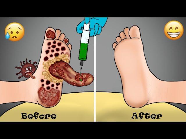 ASMR removal the tongue that grows in the legs| The monster in the foot | Foot care animation