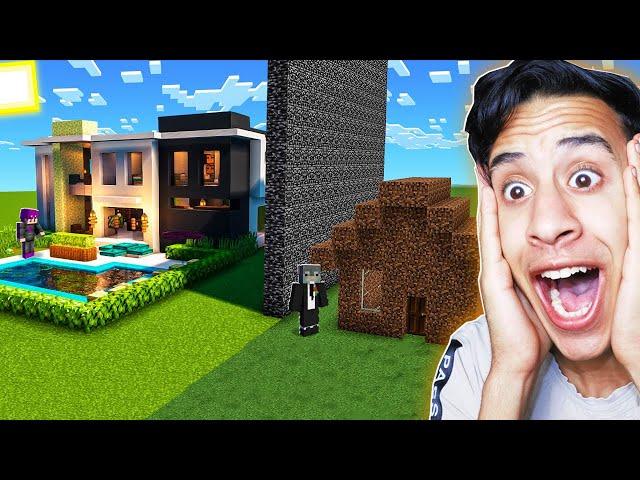 ماين كرافت : تحدي بناء افضل بيت واقعي ضد صديقي النوب !!|Minecraft Realistic Modern House 