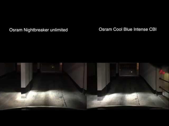 Xenon Osram Xenarc Nightbreaker unlimited vs Cool Blue Intense CBI Comparison Vergleich