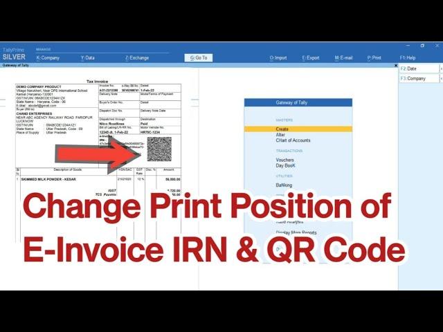 Change Print Position of E-Invoice IRN & QR Code on Tally Prime | e invoice gst