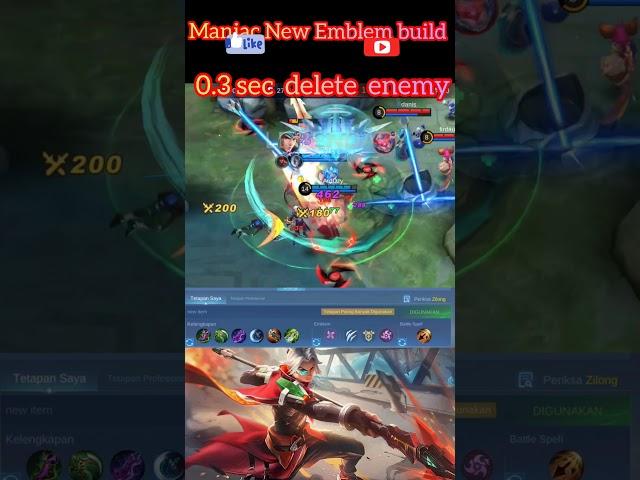 Zilong Maniac build New Emblem 2023~MLBB #mlbb #mlbbesports #mobilelegend #zilong #maniac