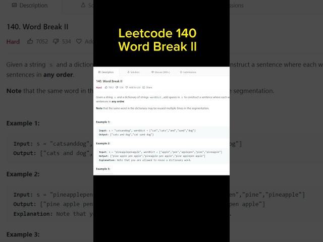 Leetcode 140 - Day 40 #coding #leetcode #dailycoding #trending #learncoding #instagram #day40