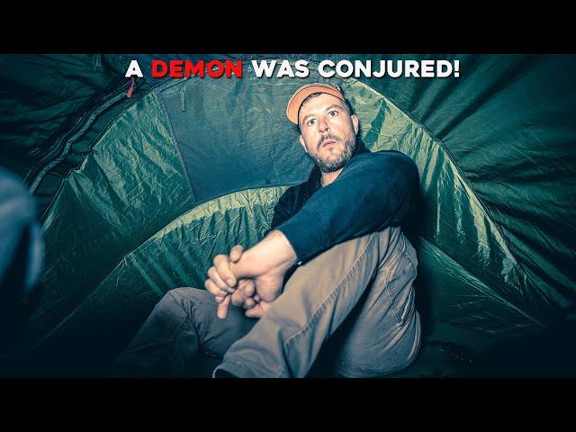 (A DEMON WAS CONJURED) SCARIEST CAMPING TRIP EVER IN HAUNTED SATANIC CULT FOREST