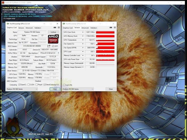 AMD RX 470 Sapphire NITRO OC FurMark TEST #gpu #amd #rxking #graphics #repost #best