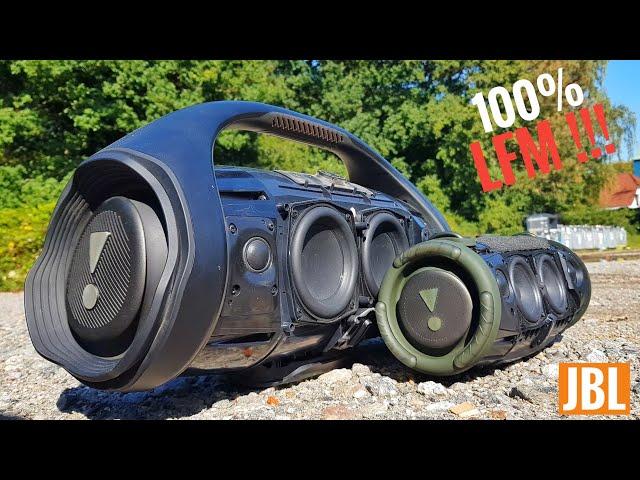 JBL Boombox 2 + JBL Xtreme 3 EXTREME LOW FREQUENCY MODE bass test !!! (100% VOLUME + EQ) PARTYBOOST!