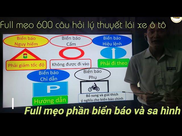 Full mẹo phần biển báo và sa hình 600 câu hỏi lý thuyết lái xe ô tô - Thầy Tâm