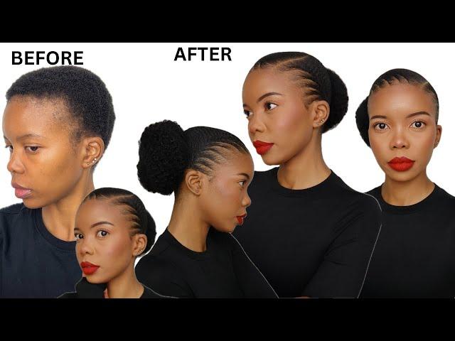 HOW TO CREATE A BUN ON EXTREMELY SHORT 4C NATURAL HAIR | NO HEAT| BEGINNER-FRIENDLY HAIR TUTORIAL