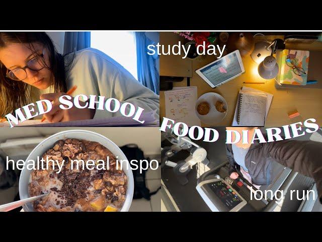 what I eat in a day at med school // 12k run // studying