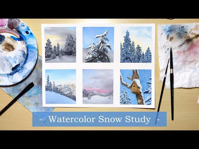 Snow Study in Watercolor Painting Process