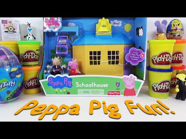 PEPPA PIG SCHOOLHOUSE PLAYSET MADAME GAZELLE PLAY DOH MUDDY PUDDLES FUN SCHOOL HOUSE PEPPA PIG TOYS