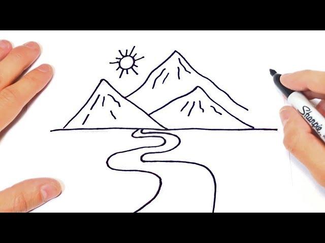 How to draw a Mountain Step by Step | Landscape Drawings