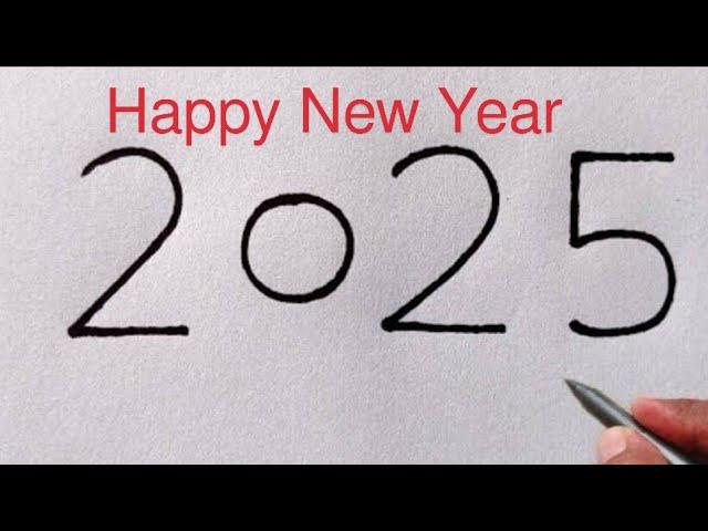 Beautiful Bird Drawing | How to draw Parrot From Number 2025 | Parrot Drawing Easy |New Year Drawing