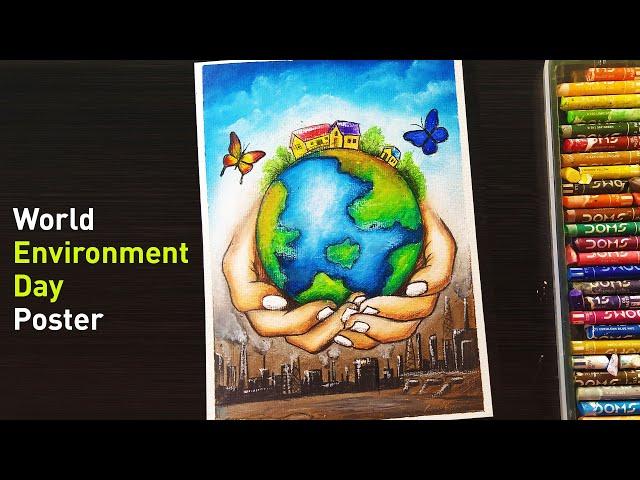 How To Draw World Environment Day Poster, 5th June Oil Pastel | Art Video 2024