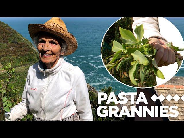 91 year old Mirella makes a wild herb pie from Liguria| Pasta Grannies