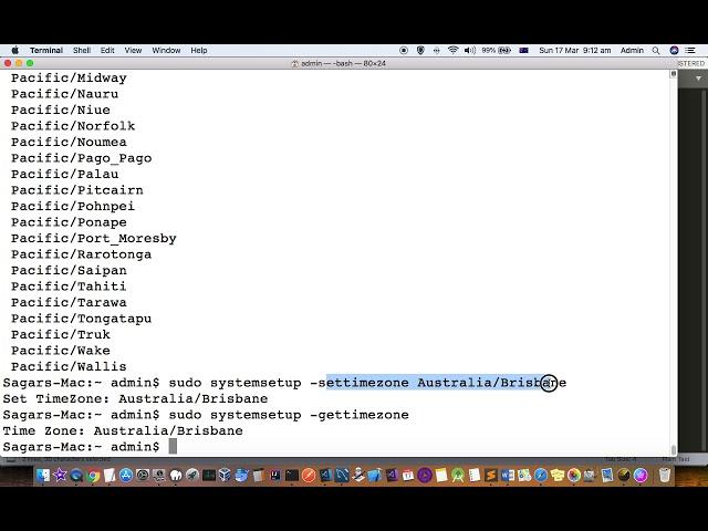 date and timezone commands in mac terminal