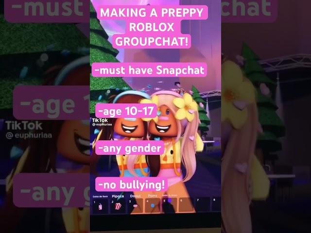 Preppy roblox groupchat! My snap: txmsafarii add me and comment ur user to be added! #roblox #preppy