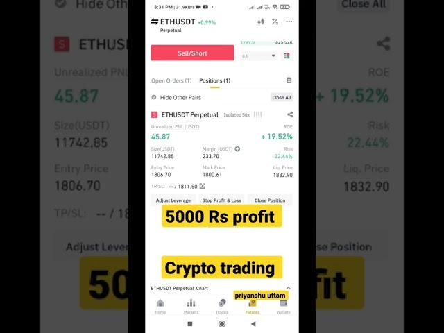 5000 rs profit in crypto trading in 10 mins #cryptotrading