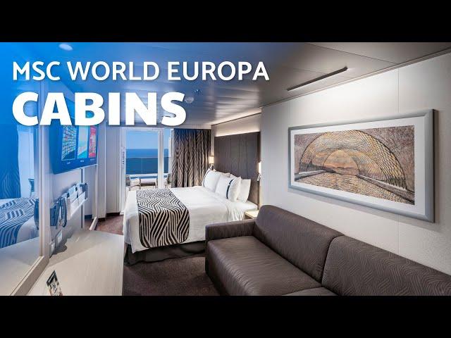 MSC WORLD EUROPA - CABINS - INSIDE, INFINITE OCEAN VIEW,  BALCONY, AUREA SUITES - STATEROOMS