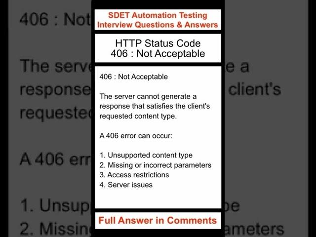 API Testing : HTTP Status Code : 406 : Not Acceptable