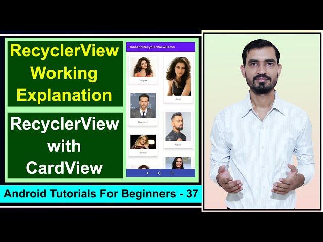 RecyclerView in Android | RecyclerView with CardView UI Design in Android Studio by Deepak Hindi #37