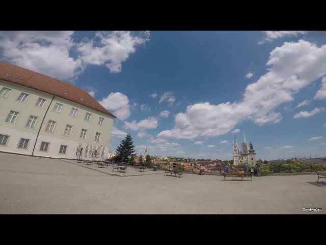 Sunny afternoon walk around main square in Zagreb