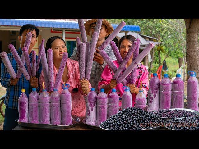 Perfect Biggest Java Plum Ice Cream in Bamboo - Natural Rural Ice Cream | Kitchen Foods in Village