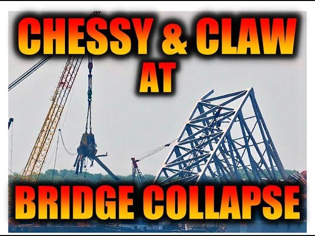 Chessy and the Claw working to remove steel debris at the Baltimore Bridge Collapse Site