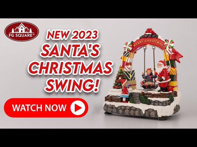 Santa's Christmas Swing Accessory - Animated Holiday Fun | FG Square Villages