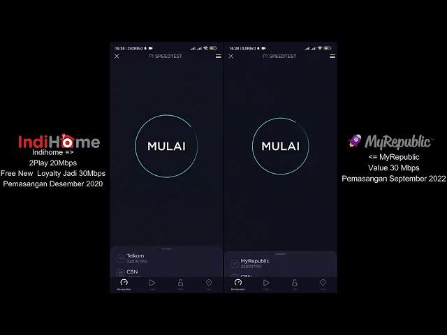 Indihome (30Mbps) Vs MyRepublic (30Mbps) Speedtest