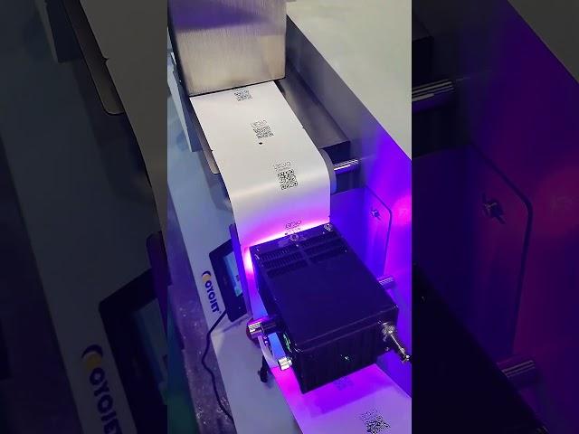 How to print QR code  with CYCJET high Resolution inkjet coding printer Rewinder labelling Machine