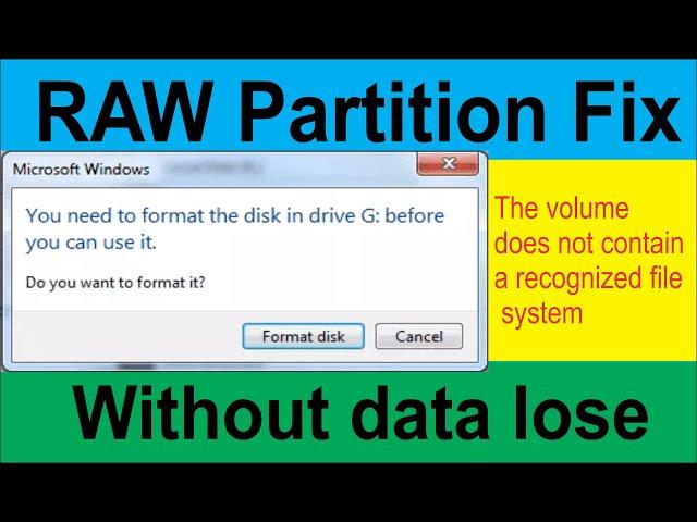 RAW Partition Repair and Fix window cannot recognize file system
