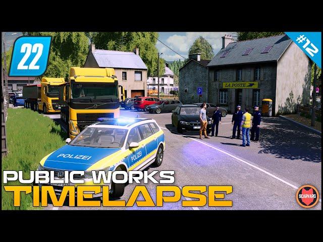  Two Heavily Loaded Trucks Stopped By Police In A Small Village ⭐ FS22 City Public Works Timelapse