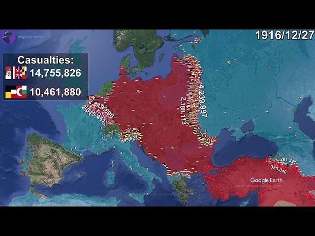 World War I in 1 minute using Google Earth