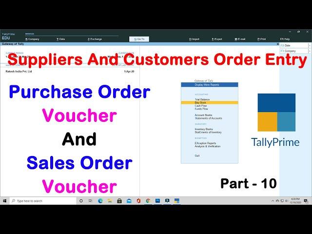 Purchase Order And Sales Order Voucher In Tally Prime, Activate Purchase And Sales Order Tally Prime