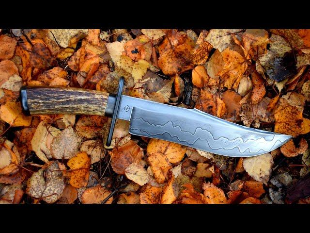 Making a Harpoon point Bowie with an Elk antler handle