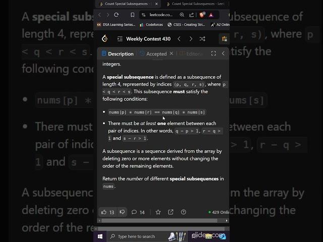 Q3. Count Special Subsequences | Leetcode Weekly-430 | Editorial #contest  #leetcodecontest #coding