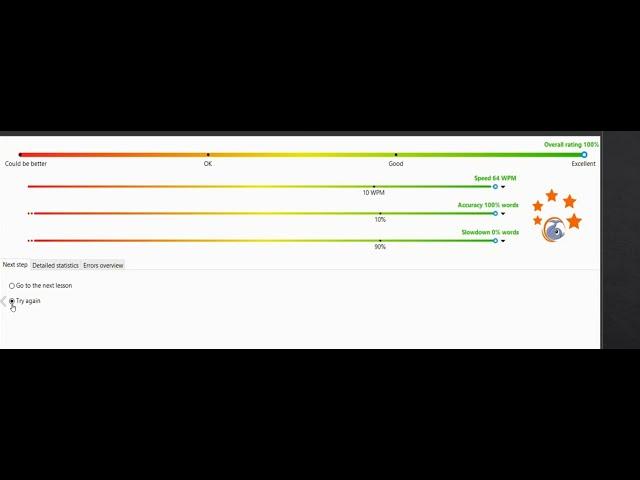 Try again a lesson in Rapid Typing tutor
