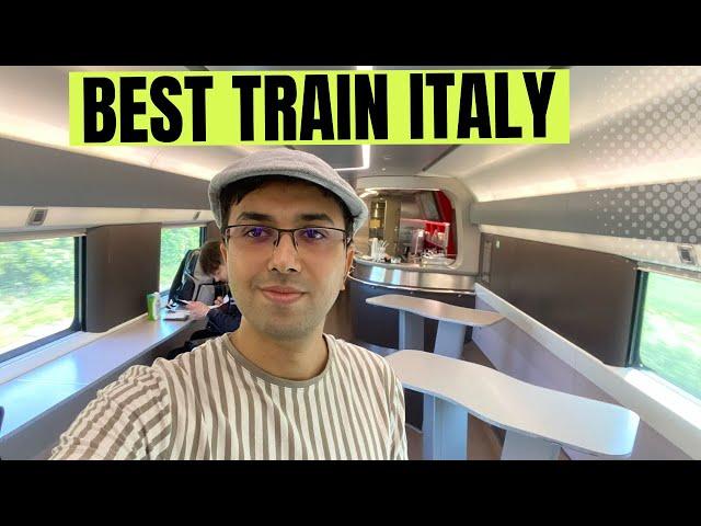 Luxury Train Travel on high-speed Trenitalia Train from Venice to Milan, Italy.