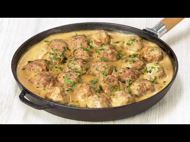 Famous Swedish Meatballs in White Sauce. Tasty Dinner in 25 Minutes. Recipe by Always Yummy!