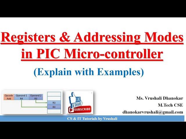 PA 1.5 Registers & Addressing Modes in Micro-controller | Working | Examples