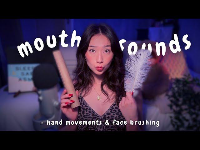 ASMR Wet Mouth Sounds (Hand Movements, Face Brushing, Feathers, Paper Towel Roll)