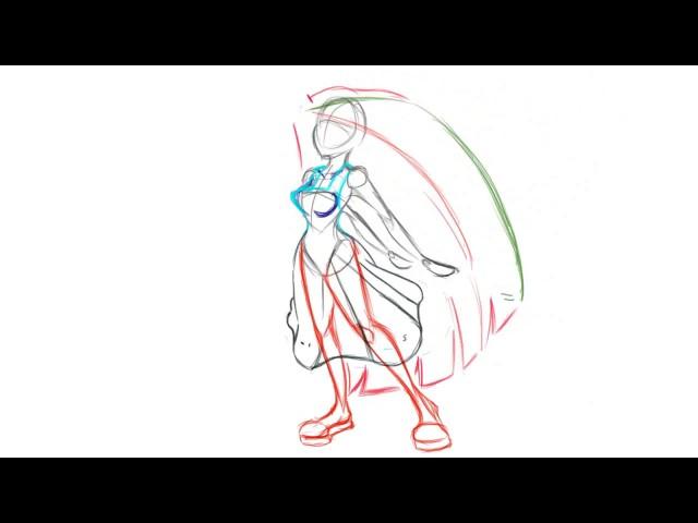 Hair flowing in wind animation