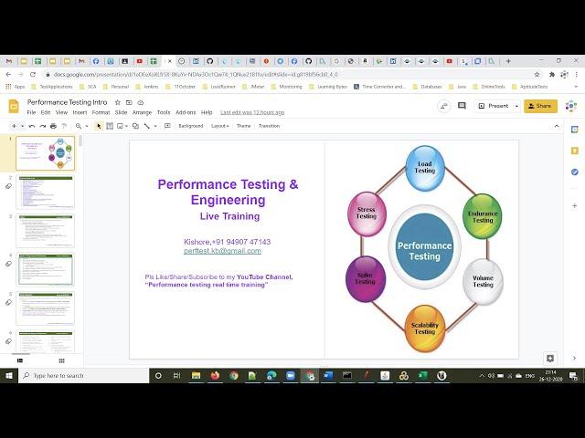 Performance Testing & Engineering real time training-Demo Session1-New Daily Online Batch-Jan2021