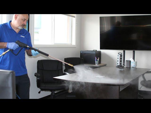 Mr. Gun for misting application of disinfecting chemical on surfaces and objects